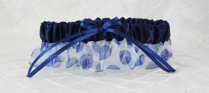 Navy Polka Dot Prom Garter